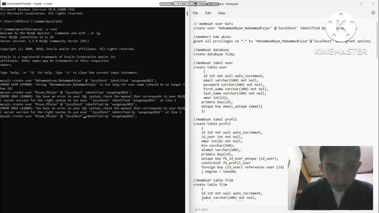 Membuat database website film menggunakan mysql - part 1 - YouTube