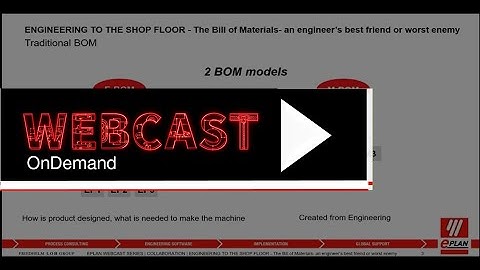 EPLAN OnDemand Webinar  A Day in the Life of an Efficient BOM