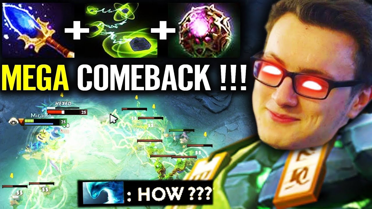 Amazing Miracle Carry His Team With Support Hero Earth Spirit Megacreep Comneback Dota 2