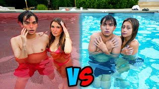 HOT vs COLD Couple Pool Challenge! screenshot 3