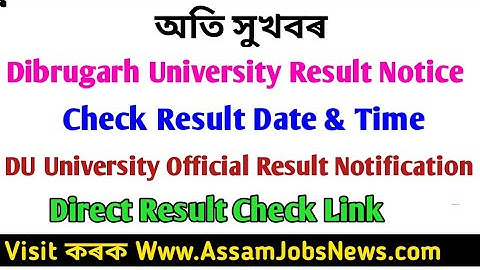 Dibrugarh University Results Official Notice 2020 - DU University Result BSc & Bcom 6 semester