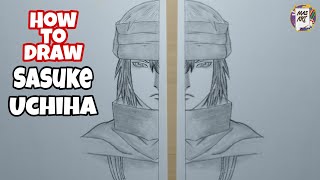 رسم انمي سهل : رسم نصف وجه ساساكي اوتشيها خطوة بخطوة | ناروتو | how to draw sasuke uchiha