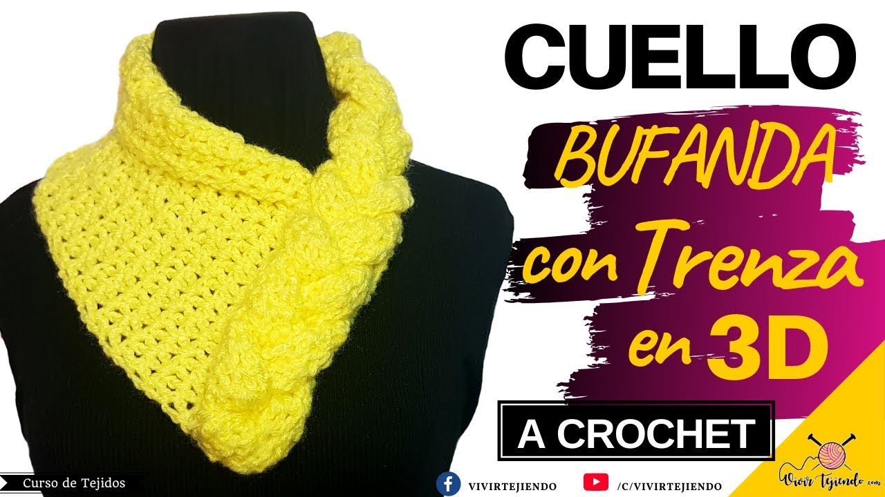 Tejidos a Ganchillo - Cuello Bufanda con Trenza a Crochet - YouTube