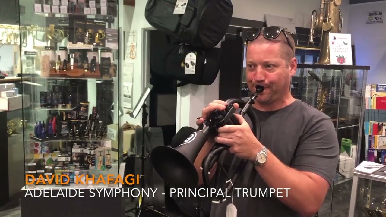 David Khafagi tests the ZO Next Generation plastic flugelhorn