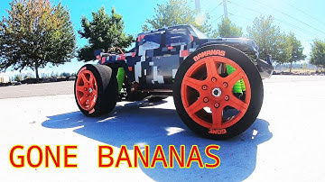Traxxas Xmaxx 8s NON PIZZA CUTTER Gone Bananas Skin RC car Speed RUN Foams