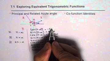 7 Explore Equivalent Trigonometric Functions Cofunctions Acute Principal Angles MHF4U