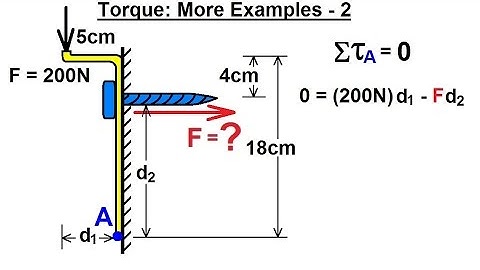 Physics 15  Torque (20 of 25) More Examples: 2 F=? of Screw on Bracket