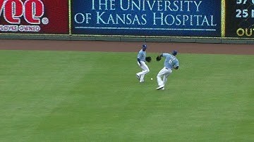 LAA@KC: Trout scores from first on error