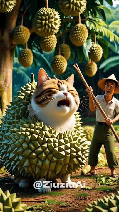 Kucing Ini Jadi Buah Durian Setalah Makan Durian Banyak 🐱#kucing #cat #viralvideo