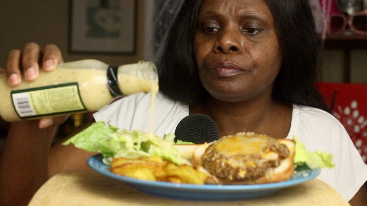 Champagne Pear Vinaigrette ASMR Home Made Veggie Cheese Burger(Eaten While Mating)