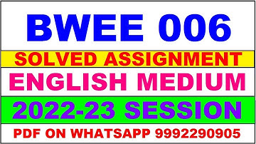 bwee 6 solved assignment 2022-23 | bwee 6 solved assignment in english 2022-2023 | bwee 6 2023