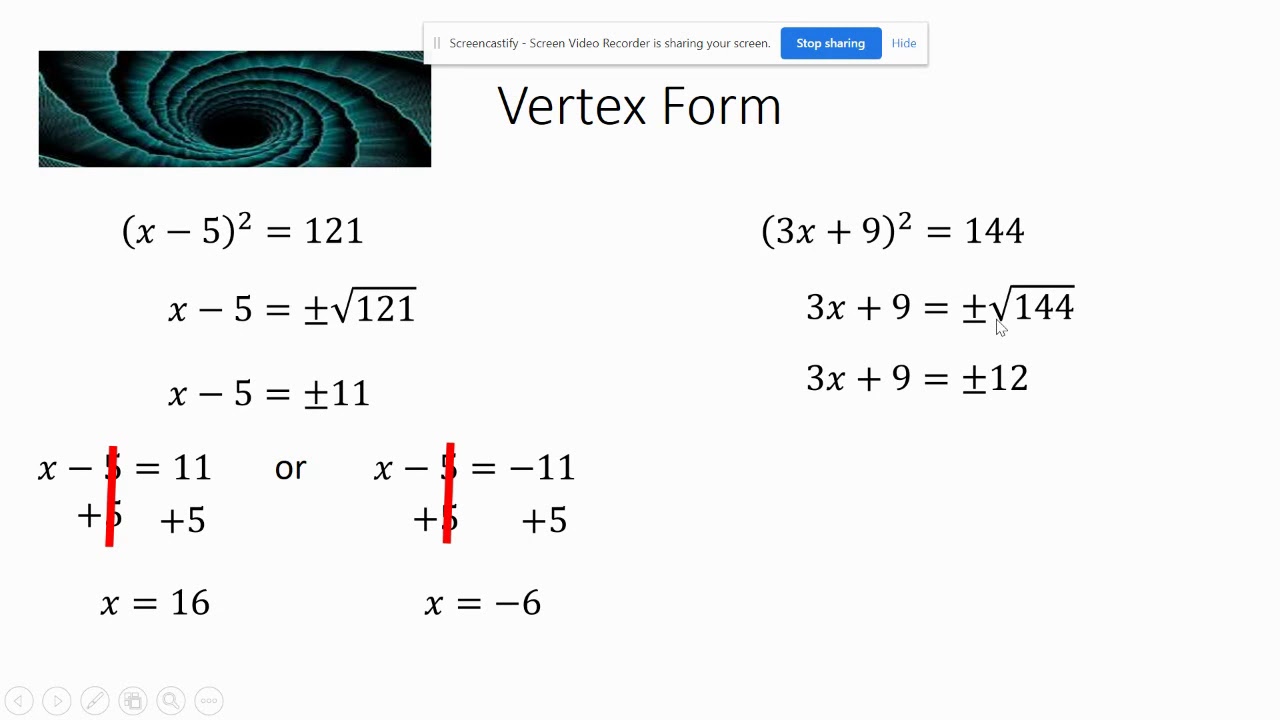 Solve Squares in Vertex From - YouTube