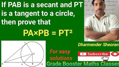 If PAB is a secant and PT is a tangent to a circle,then prove that PA×PB=PT²