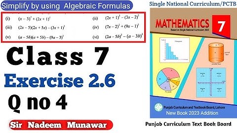Class 7 Exercise 2.6 Q no 4 SNC Maths PCTB Ex 2.6 use of formula (a-b)(a+b)=a²-b² in Urdu Hindi
