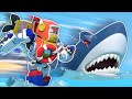 🦈SHARKS ATTACK!🦈 Super ROBOT BOAT to the rescue! - Shark Compilatioin for Kids
