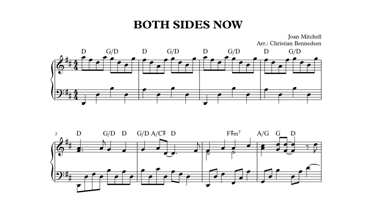 Joni Mitchell - Both Sides Now - Piano - YouTube