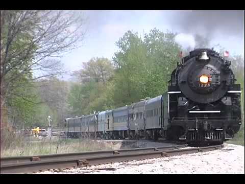 Still lettered for the movie in which it starred (partially), Pere Marquette 1225 is presented here during an excursion from Owosso to Cadillac, Michigan in 2005. The big 2-8-4 is a classic example of a Lima Locomotive Works Super Power steam locomotive.