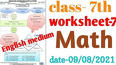 Math Worksheet 7 class 7 (9/8/21) worksheet 7 English medium / worksheet 7 Math class 7th