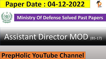 Assistant Director MOD Solved Paper 04-12-2022||Ministry Of defense||Assistant Director Papers