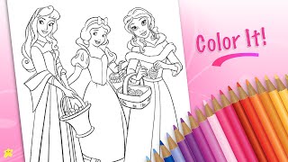 Coloring Disney Princess Aurora Belle Snow White | KP