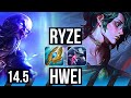 Ryze vs hwei mid  quadra 1634 dominating rank 14 ryze  euw grandmaster  145