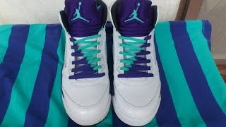 Jordan 5 Grapes Lacing Tutorial -  double laces, V-pattern and Criss-cross