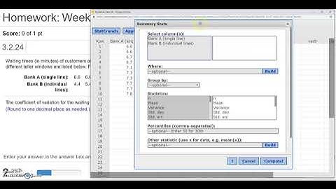 HW2   Coeffient of Variation with Statcrunch
