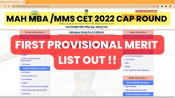 MAH MBA /MMS CET 2022 CAP ROUND I FIRST PROVISIONAL MERIT LIST OUT !!