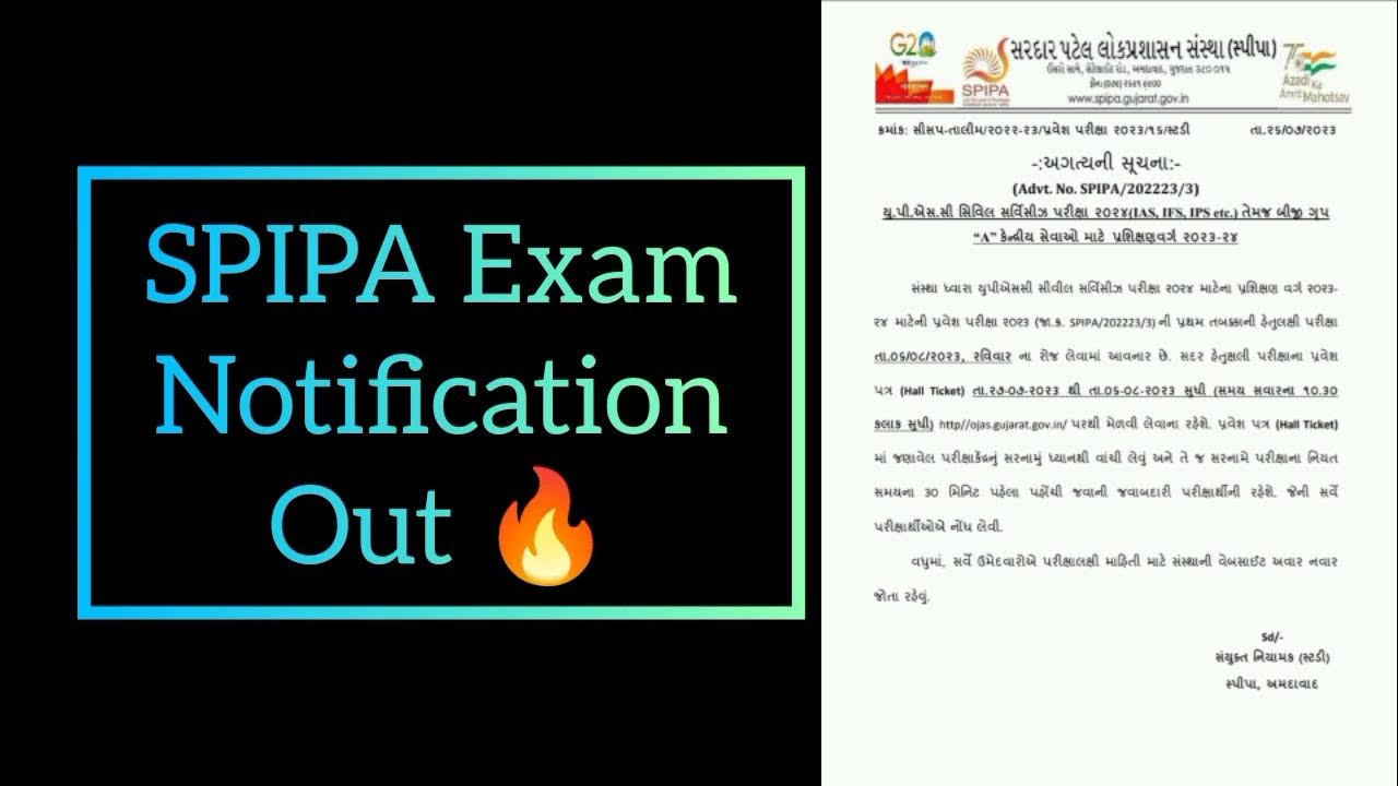 SPIPA Exam 202324 notification out 🔥 spipa upsc gpsc examnews