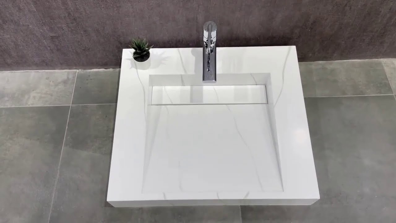 KingKonree International White Marble Solid Surface Bathroom Sink Stone Wash basins
