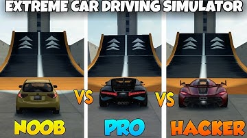 NOOB vs PRO vs HACKER extreme car driving simulator || Mega ramp challenge || UNSTOPPABLE GAMING ❤️
