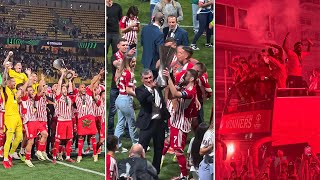 Completely Crazy Olympiacos Players Celebrations After Winning Europa Conference League