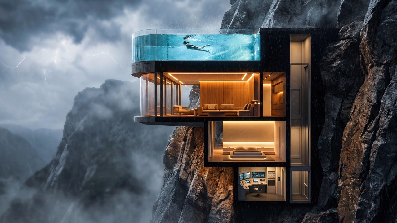 He Built a Secret House Inside a Mountain Cliff (ASMR) | Hidden ...