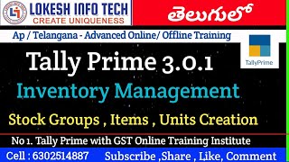 Inventory Management Transactions in Tally Prime Telugu - By Lokesh