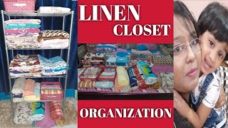 LINEN CLOSET ORGANISATION || BED SHEET, TOWEL, BLANKET STORAGE IDEAS || MONIKA MASIH ||