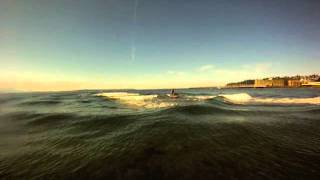 Surfing a Longboard on Freighter Waves Seattle Aug 4, 2011
