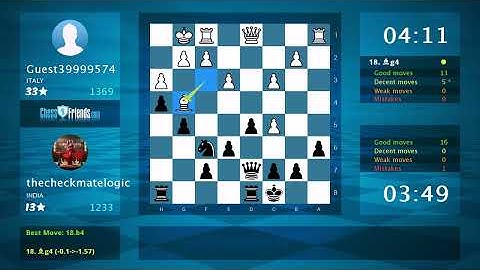 Chess Game Analysis: Guest39999574 - thecheckmatelogic, 0-1 (By ChessFriends.com)