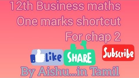 12th Business Maths chapter 2 onemarks shortcut tricks in tamil