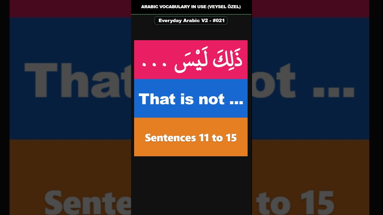 Everyday Arabic V2 Shorts #021 (11–15) | ذَلِكَ لَيْسَ ... | That is not ...