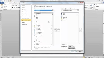 How to modify the toolbars and keyboards in Microsoft Word 2010