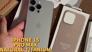 Unboxing iPhone 15 Pro Max Natural Titanium and FineWoven Case