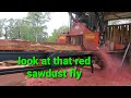 Slabbing up a Cedar log into a kitchen counter top and bartop