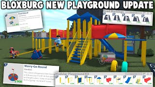 NEW BLOXBURG KIDS PLAYGROUND UPDATE... ROAD MARKINGS, FOOD STAND, MERRY GO ROUND AND MORE!