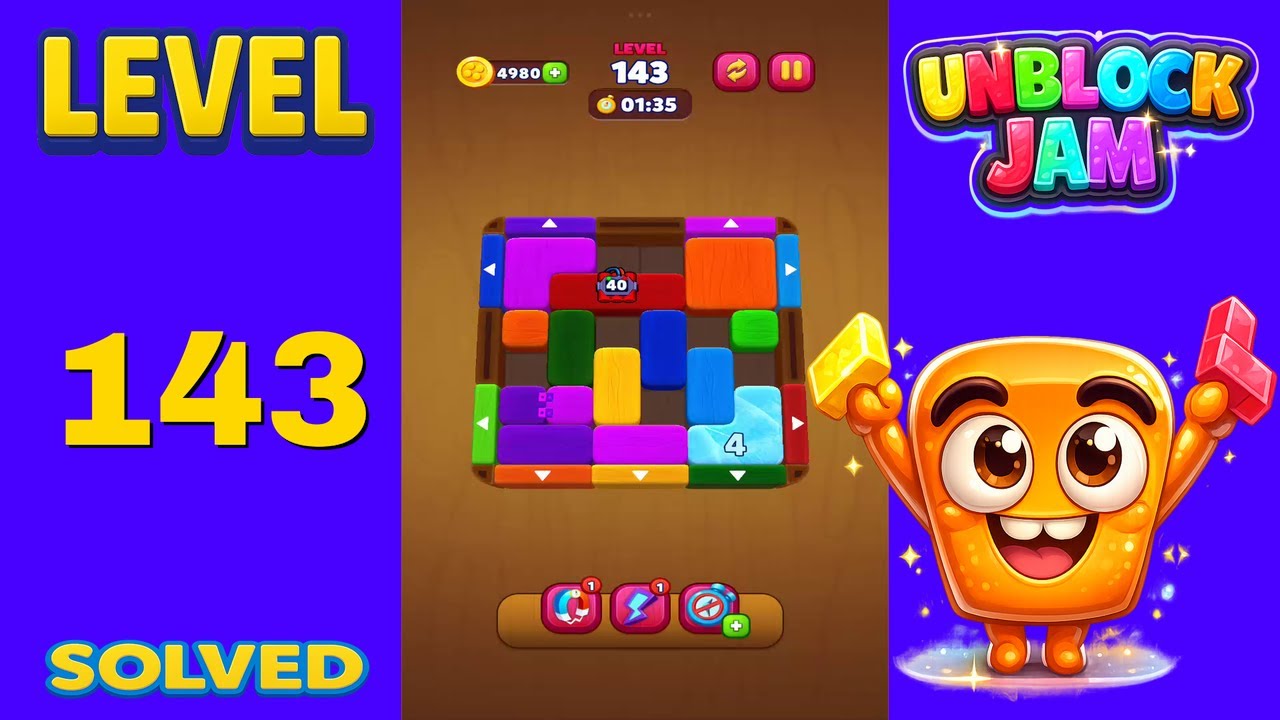 Unblock Jam Level 143 Walkthrough Solution