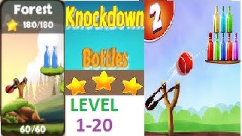 Knock Down Bottles 2 (Bottle Shooting Game 2) Forest Gameplay Level 1 to 20(3 STAR)