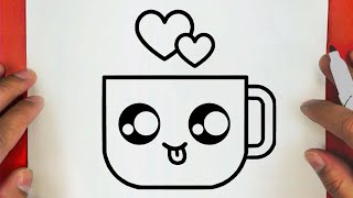 كيف ترسم كوب قهوة كيوت وسهل خطوة بخطوة / رسم سهل / تعليم الرسم للمبتدئين || Cute Coffee Cup Drawing