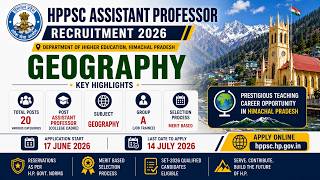 HPPSC Assistant Professor Geography Recruitment 2026 | Eligibility, Selection Process
