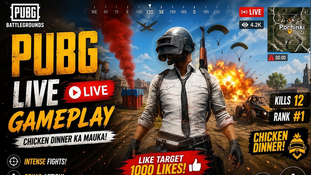 :🔥 PUBG LIVE Gameplay | Chicken Dinner Challenge Today! 🎮 - YouTube