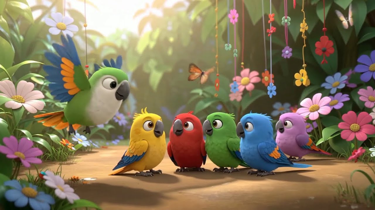Colorful Parrot Song 🌸🎵🦜 Beautiful Birds in a Dreamy Pink Forest! | Cute Parrots Singing 🌸