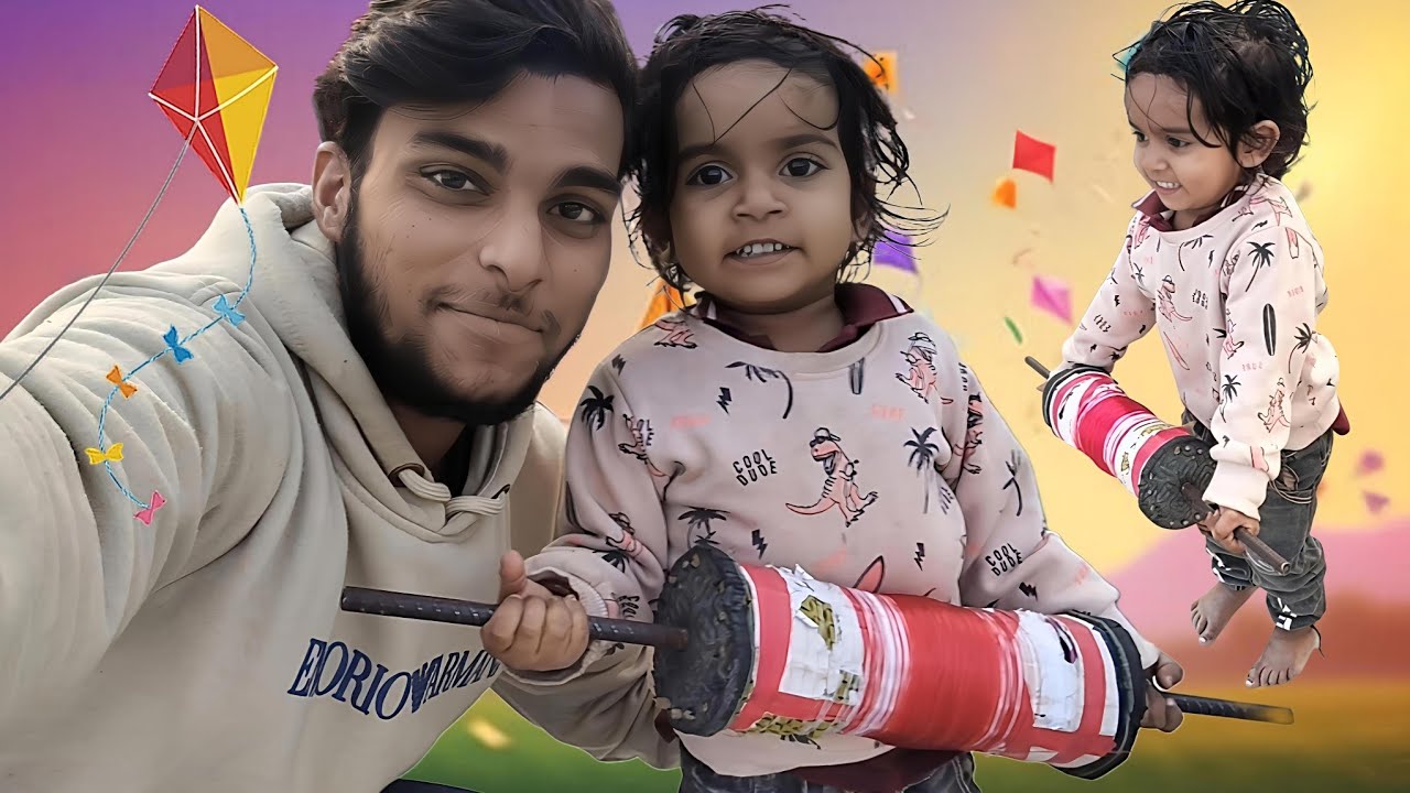 Aaj Maine bacche ke sath Patang Udaya 🥰 